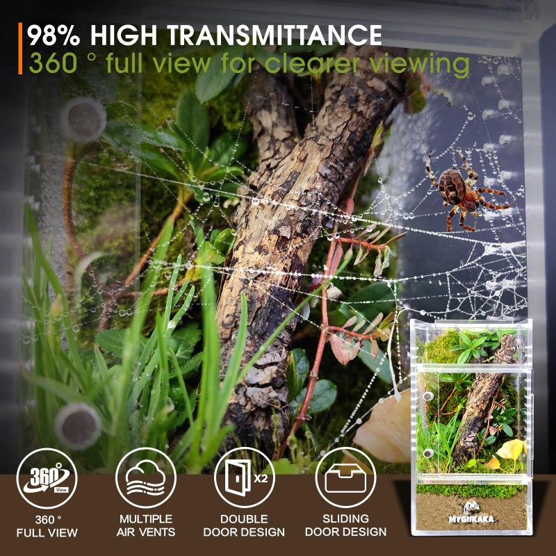 MYGIIKAKA Jumping Spider Enclosure Accessories, Tarantula Spider Box, Bug Cage, Praying Mantis Habitat Enclosure, Snail Insect Terrarium, Caterpillar Habitat (3x3x6 inch) - Image 2