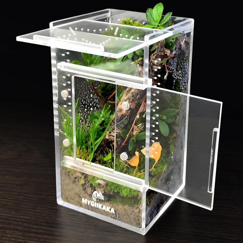 MYGIIKAKA Jumping Spider Enclosure Accessories, Tarantula Spider Box, Bug Cage, Praying Mantis Habitat Enclosure, Snail Insect Terrarium, Caterpillar Habitat (3x3x6 inch) - Image 1
