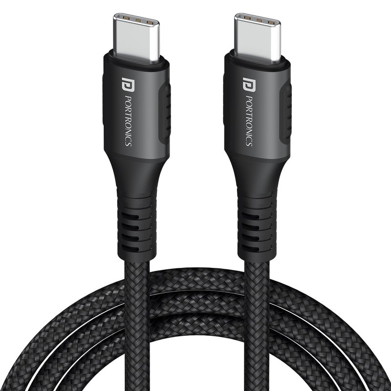 Portronics Konnect 240C Type-C Cable – 240W PD Fast Charging Nylon Braided USB-C Cable – 2M for Laptop, Phones - Image 2