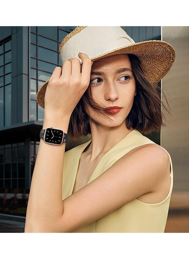 Generic - Apple Watch Strap, Floral Engraved Bands Compatible with Apple Watch Band 38mm 40mm 41mm 42mm for Women,Cute Flower iWatch Bands Soft Silicone Sport Strap for iWatch Series SE 10 9 8 7 6 5 4 3 Ultra - Image 1