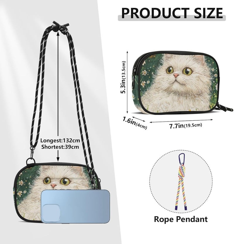 KLL Art Selkirk Rex Cats Green Crossbody Wallet Purse Men Trendy with Credit Card Slots Shoulder Bag Have a meal - Image 4