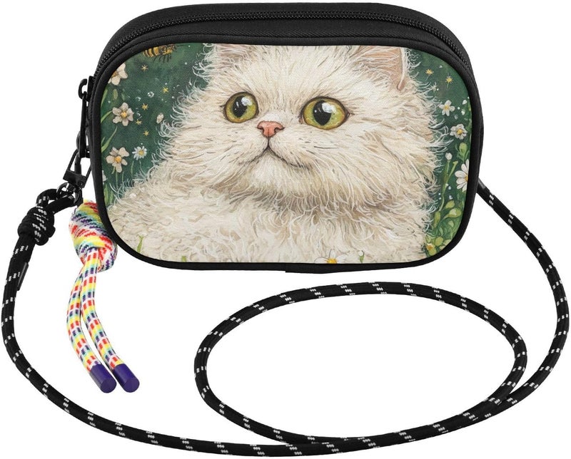 KLL Art Selkirk Rex Cats Green Crossbody Wallet Purse Men Trendy with Credit Card Slots Shoulder Bag Have a meal - Image 3
