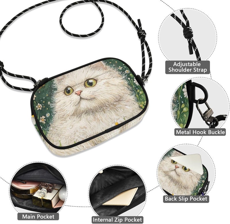 KLL Art Selkirk Rex Cats Green Crossbody Wallet Purse Men Trendy with Credit Card Slots Shoulder Bag Have a meal - Image 5