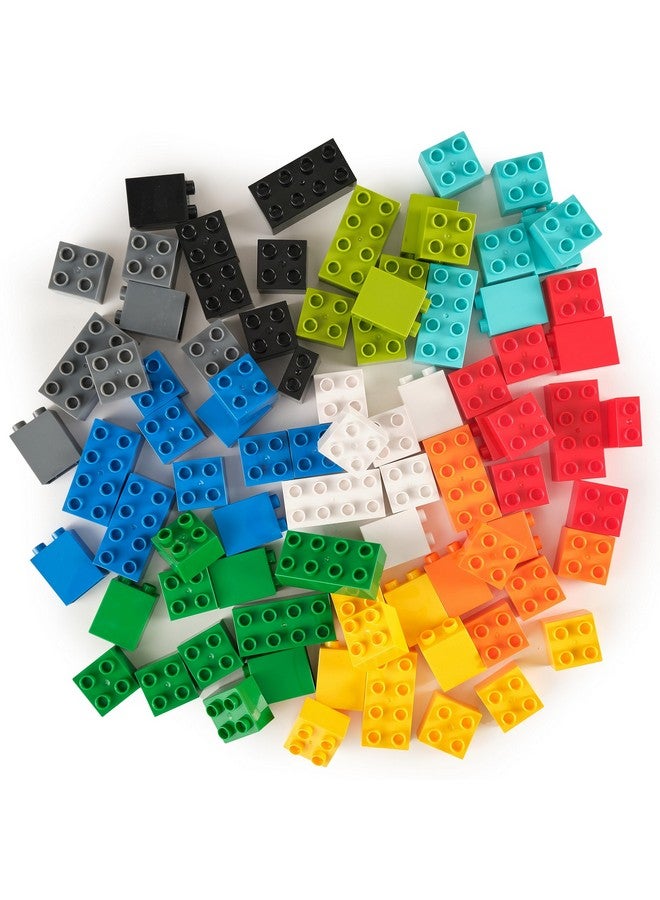 Strictly Briks كتل بناء كبيرة متوافقة مع ليغو دوبلو للأطفال والصغار، مجموعة هدايا من الكتل الكبيرة للأعمار من 3 سنوات وما فوق، متوافقة 100% مع جميع العلامات التجارية الكبرى، 10 ألوان متعددة، 84 قطعة - Image 1