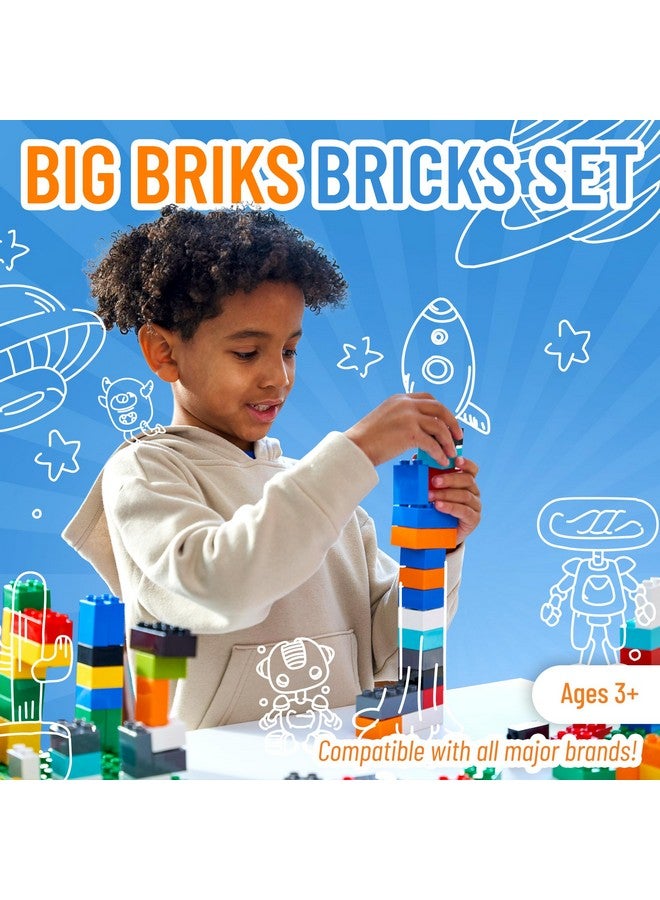 Strictly Briks كتل بناء كبيرة متوافقة مع ليغو دوبلو للأطفال والصغار، مجموعة هدايا من الكتل الكبيرة للأعمار من 3 سنوات وما فوق، متوافقة 100% مع جميع العلامات التجارية الكبرى، 10 ألوان متعددة، 84 قطعة - Image 2