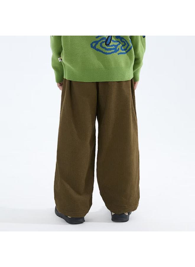 Mipo 25 Autumn Children's Corduroy Warm Long Pants Uni Outdoor Casual Trousers Olive Green 160cm - Image 4