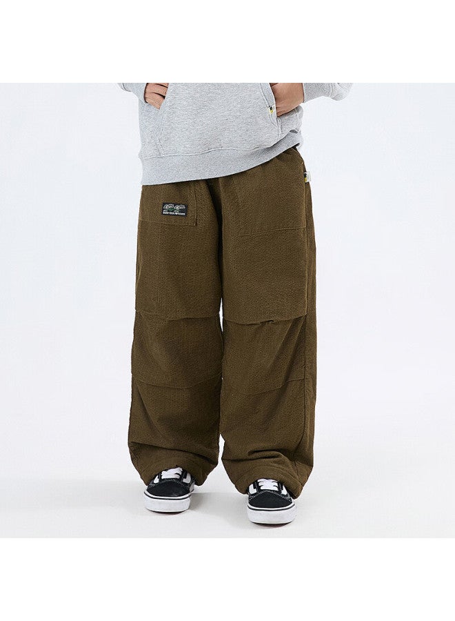 Mipo 25 Autumn Children's Corduroy Warm Long Pants Uni Outdoor Casual Trousers Olive Green 160cm - Image 2