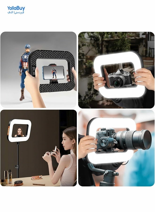 يلا اشتري جهاز تصوير فيديو مزود بإضاءة حلقية - مثبت يدوي لإنشاء محتوى متعدد المنصات، طاقة تدوم طويلاً بفضل بطارية مدمجة بسعة 8000 مللي أمبير، إضاءة حلقية قابلة للتعديل للمكياج والتصوير الخارجي والبث المباشر - Image 3
