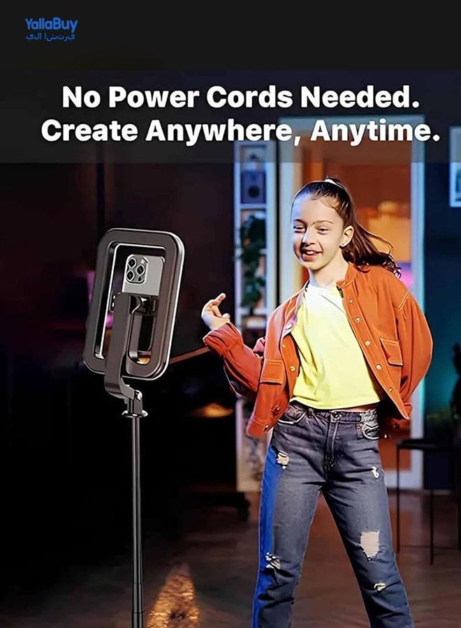 يلا اشتري جهاز تصوير فيديو مزود بإضاءة حلقية - مثبت يدوي لإنشاء محتوى متعدد المنصات، طاقة تدوم طويلاً بفضل بطارية مدمجة بسعة 8000 مللي أمبير، إضاءة حلقية قابلة للتعديل للمكياج والتصوير الخارجي والبث المباشر - Image 5