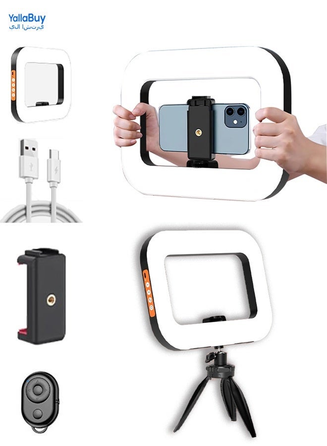 يلا اشتري جهاز تصوير فيديو مزود بإضاءة حلقية - مثبت يدوي لإنشاء محتوى متعدد المنصات، طاقة تدوم طويلاً بفضل بطارية مدمجة بسعة 8000 مللي أمبير، إضاءة حلقية قابلة للتعديل للمكياج والتصوير الخارجي والبث المباشر - Image 2