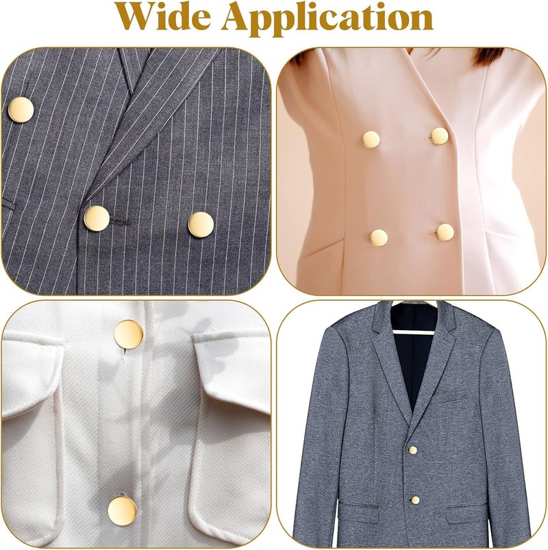 24 gold buttons for blazers, flat metal button, round sewing buttons for women, men, suit clothing, jacket, handicrafts, 10 mm, 15 mm, 20 mm, 25 mm - Image 5
