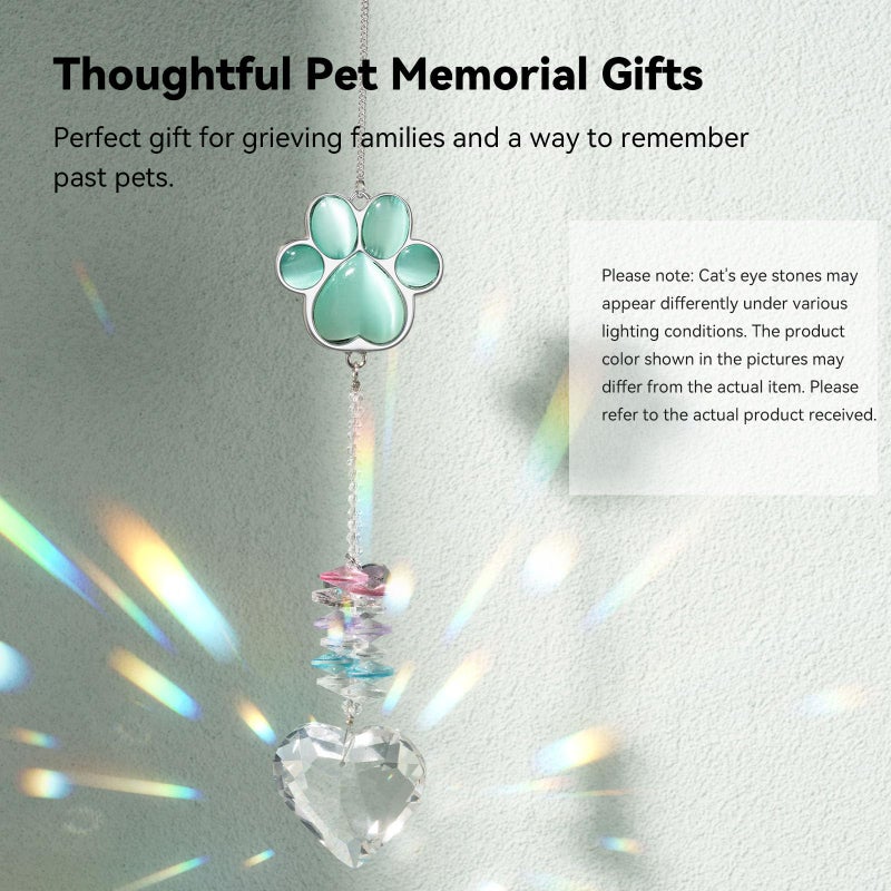AMETHUARTZ Pet Memorial Suncatcher - Loss of Dog Sympathy Gift, Pet Memorial Gifts for Dogs, Thoughtful Dogs and Cats Bereavement Remembrance Gifts, Gemstone Paw Crystal Suncatcher(Jade) - Image 5