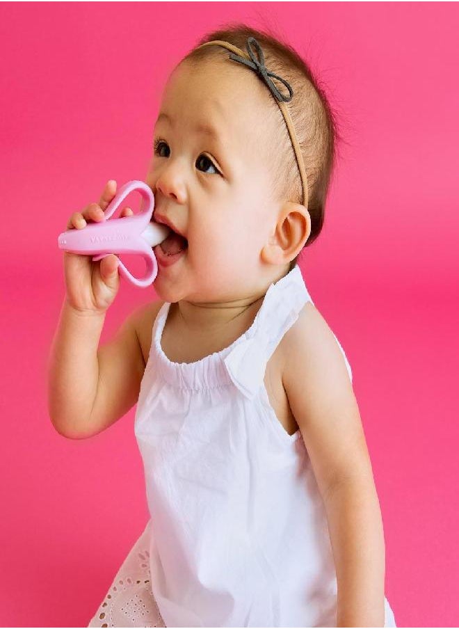 Baby Banana Baby Banana - Pink Banana Toothbrush, Training Teether Tooth Brush for Infant, Baby, and Toddler  - Image 4