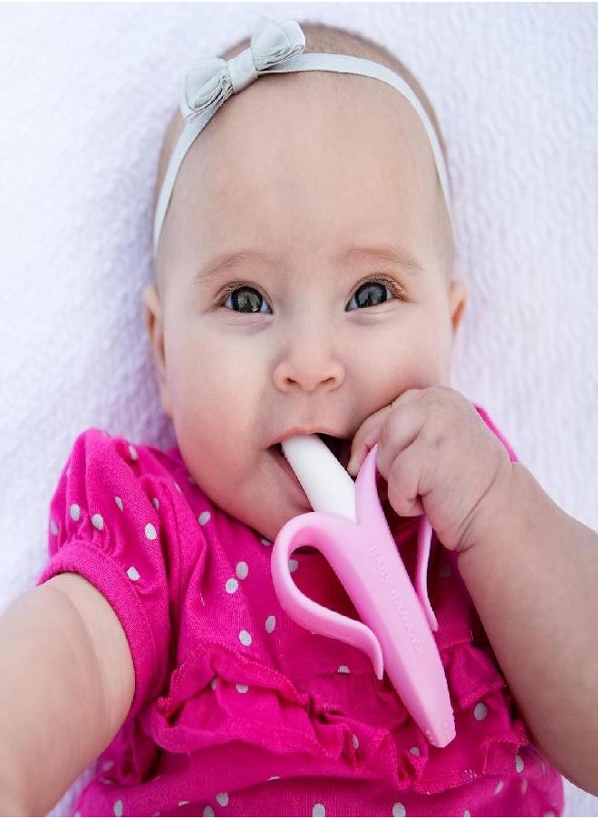 Baby Banana Baby Banana - Pink Banana Toothbrush, Training Teether Tooth Brush for Infant, Baby, and Toddler  - Image 3