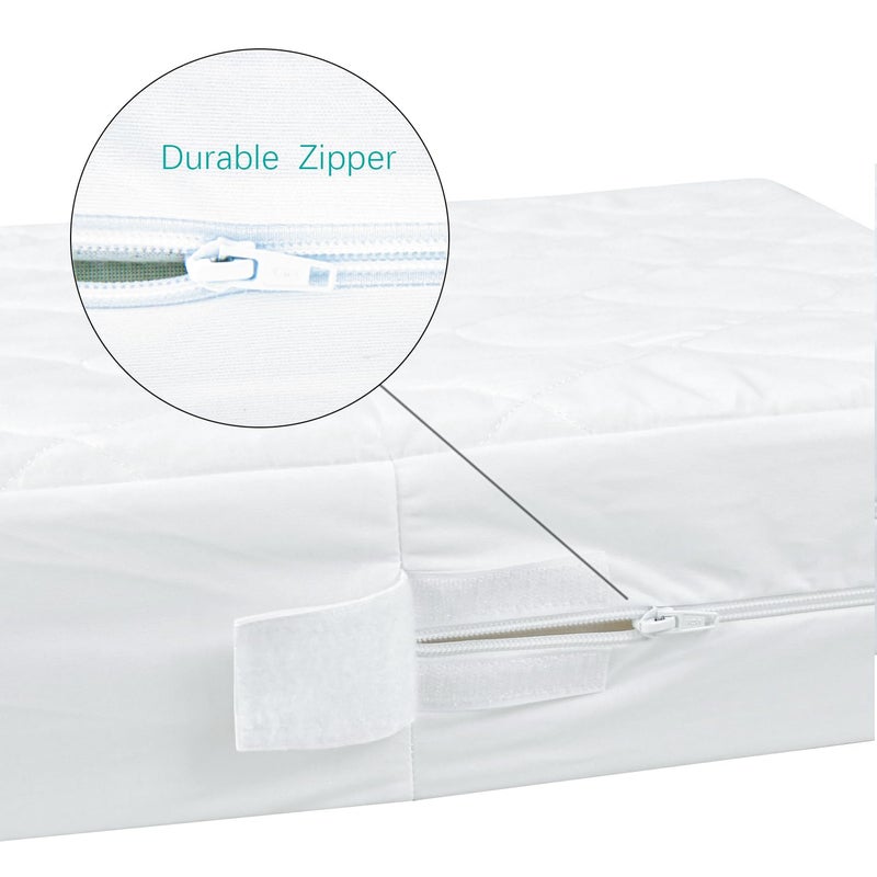Biloban Zippered Crib Mattress Protector - Waterproof Crib Mattress Encasement, Breathable and Absorbent, 6 Sides Fully Encased Cover, 2 Pack, Microfiber - Image 4