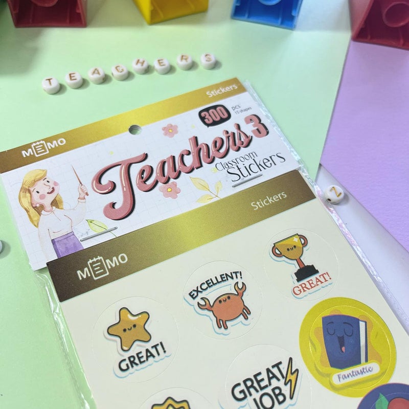 Memo teachers Education Stickers, Multi color Circles Paper, 300 stickers for Classroom Rewards & encourage (Teacher 3 (pink)) - Image 3