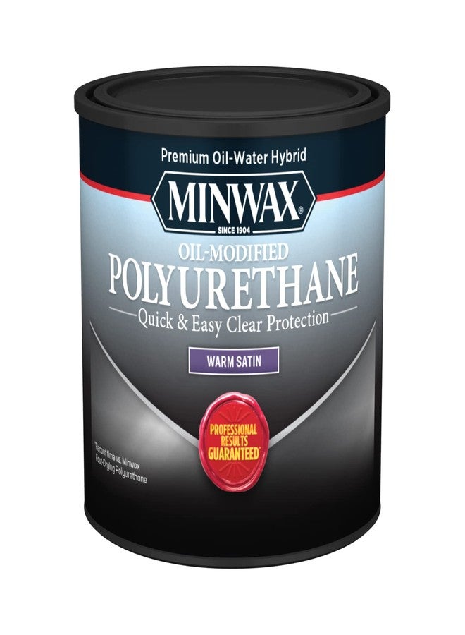 Minwax Water Based, Oil-Modified Polyurethane Protective Wood Finish, Clear Satin, ½ Pint - Image 1