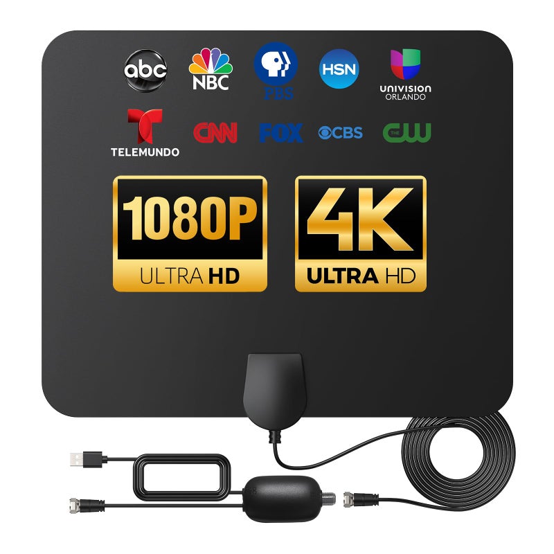 DAANT TV Antenna Indoor Long Range, Supports 4K 1080p Smart TV Signal Reception with 16ft HDTV Coax Cable - Image 1