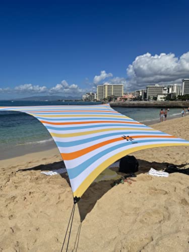 Neso Grande Portable Beach Tent Sun Shelter - Lightweight Beach Shade Canopy - Easy Setup for Family Outings - Patented Reinforced Corners - UPF 50+ - 7ft Tall, 9 x 9ft - Vintage Stripes - Image 2