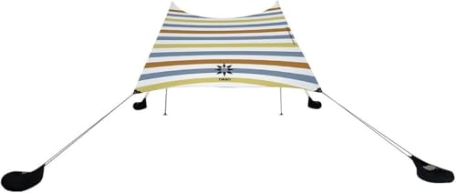 Neso Grande Portable Beach Tent Sun Shelter - Lightweight Beach Shade Canopy - Easy Setup for Family Outings - Patented Reinforced Corners - UPF 50+ - 7ft Tall, 9 x 9ft - Vintage Stripes - Image 1