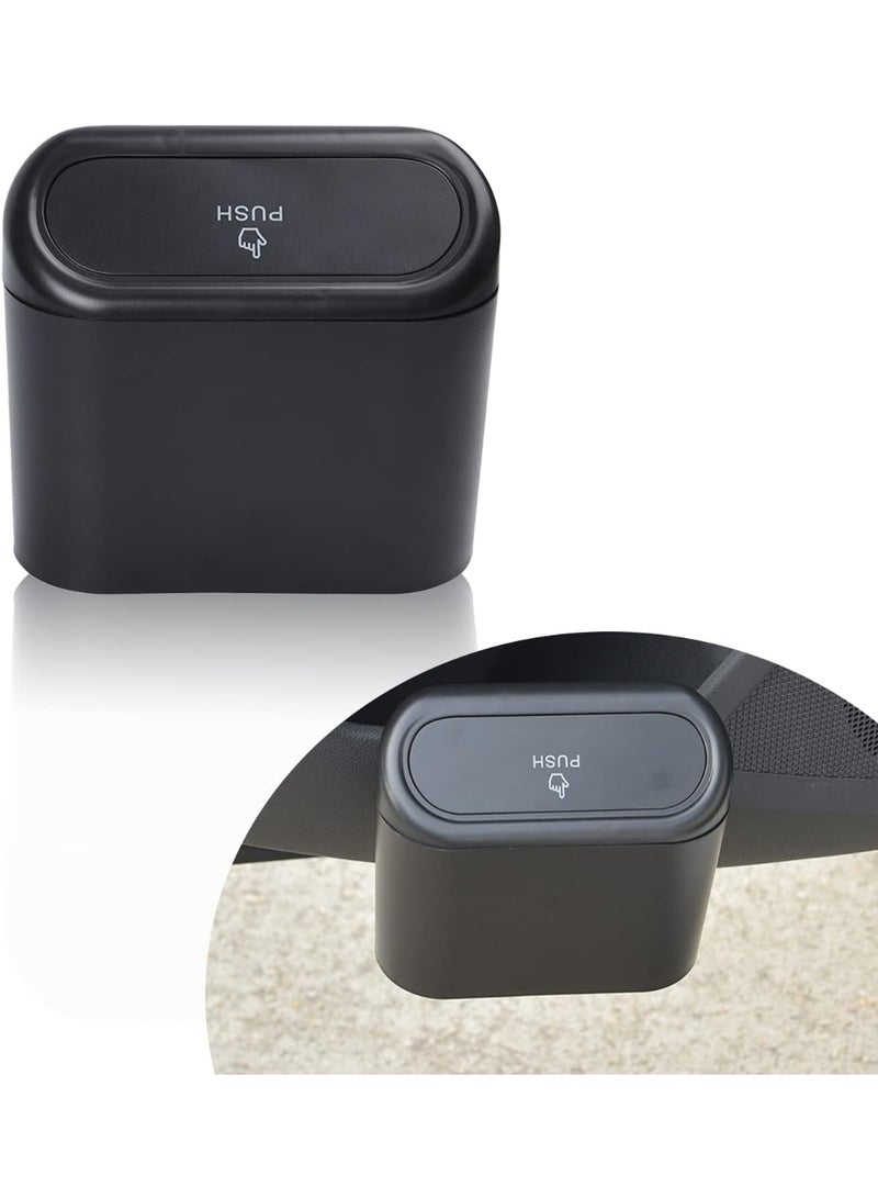 علبة نفايات للسيارة بغطاء – حاوية قابلة للطي متعددة الوظائف ومقاومة للتسرب – منظم نفايات صغير معلق للسيارات، المنازل، والمكاتب – أسود - Image 1