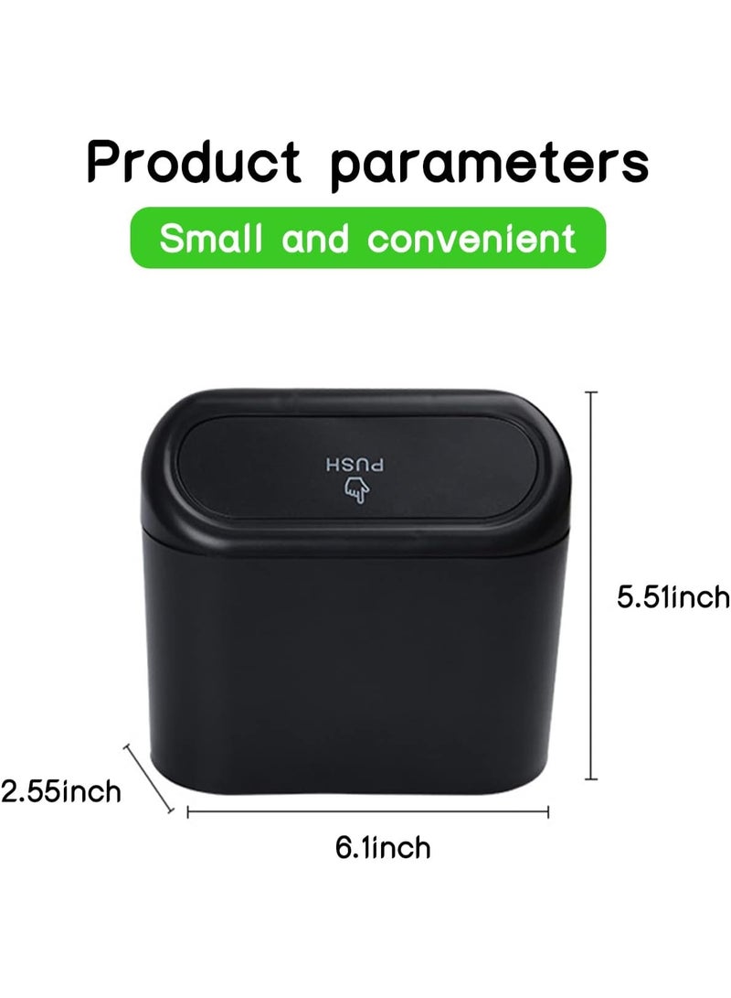 علبة نفايات للسيارة بغطاء – حاوية قابلة للطي متعددة الوظائف ومقاومة للتسرب – منظم نفايات صغير معلق للسيارات، المنازل، والمكاتب – أسود - Image 2