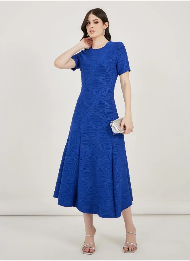 Styli Textured A-Line Dress