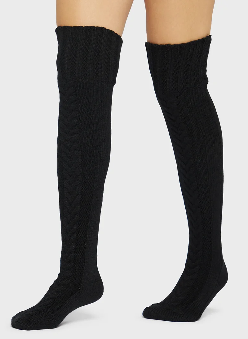 Ginger Over The Knee Pointelle Cozy Socks