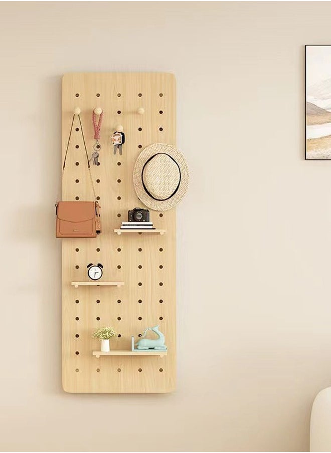 fashionhome 1-Piece Modern Design Multifunctional Wooden Pegboard Hidden Full Body Mirror for Walls Modular Display Grid Organizer Storage Panels with Shelves for Bedroom Living Room 80x120 cm (Fully Assembled)  - Image 5