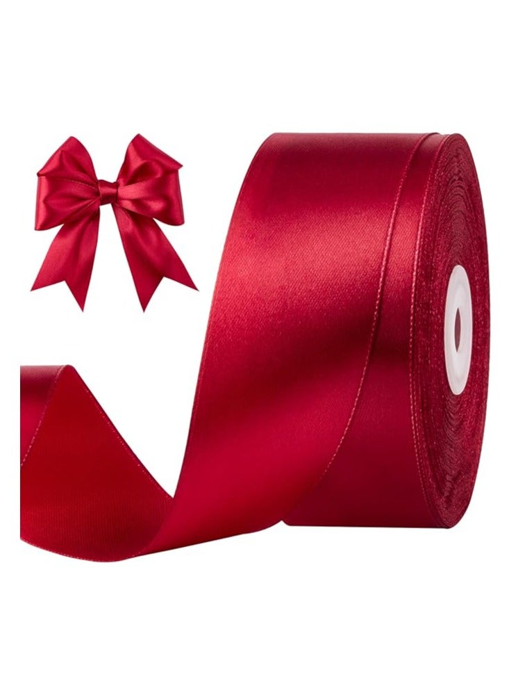 Burgundy Ribbon 1-1/2 Inch, 25 Yards Wine Red Satin Fabric Ribbons for Gift Wrapping, Christmas Garland, Christmas Tree Ornaments, Bows Making, DIY Crafts, Sewing Projects and Wedding Party - Image 1