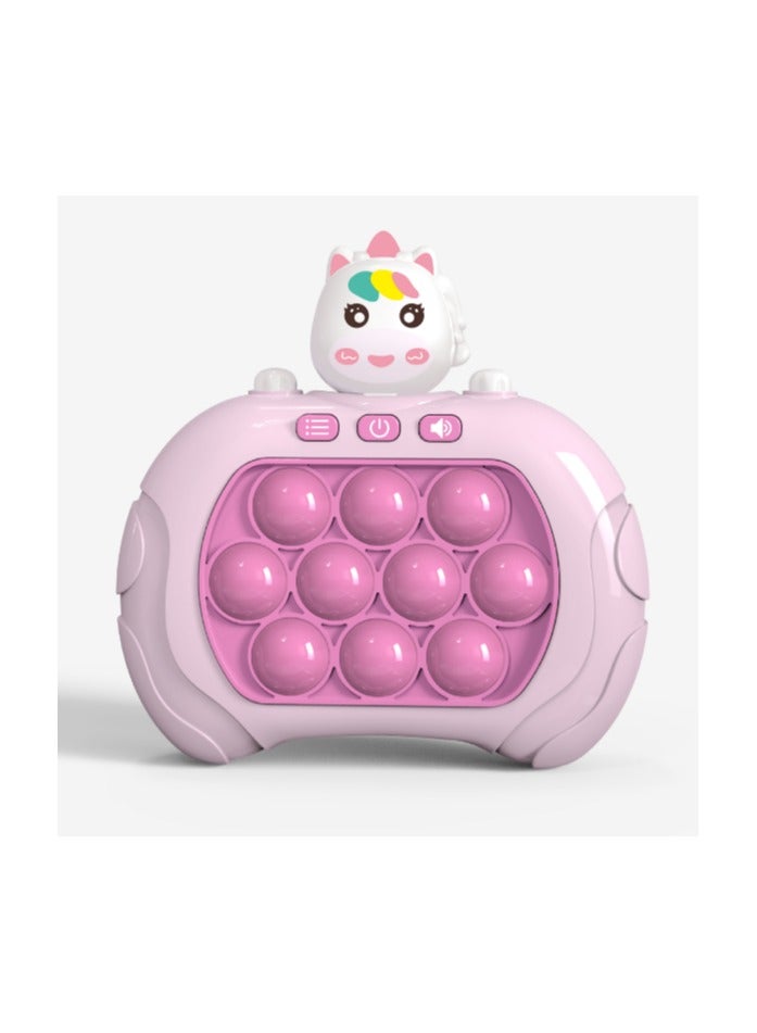 لعبة إلكترونية سريعة الدفع مضيئة منبثقة لعبة فيدجيت للبالغين والأطفال مع وحدة تحكم ألعاب تعليمية، لعبة فيدجيت حسية بفقاعات الدفع والفرقعة هدية عيد ميلاد (يونيكورن) - Image 1