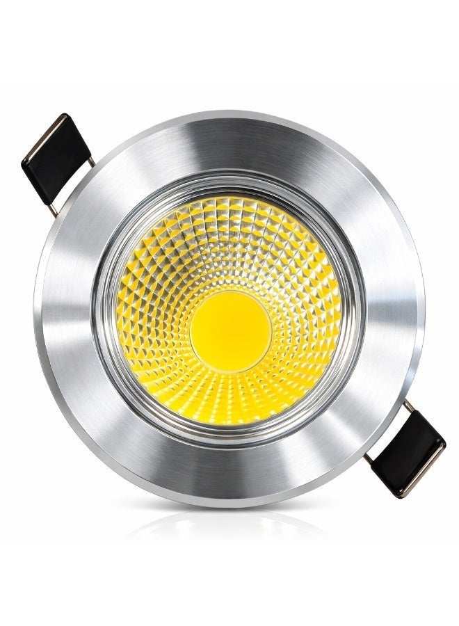 LED COB Spotlight 5W Adjustable Ceiling Spot Light 3000K Warm White 350-400 Lumens Aluminum Silver Finish 65mm Cutout, Dia. 86mm,  IP20 100-240V Indoor Downlight -  German Company - Image 1