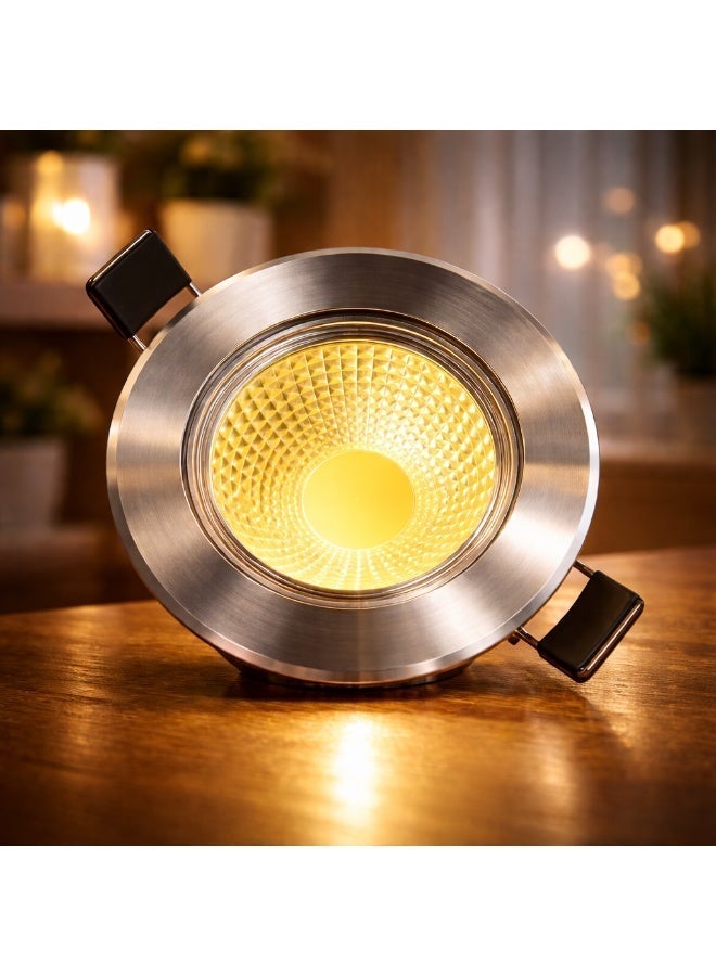 LED COB Spotlight 5W Adjustable Ceiling Spot Light 3000K Warm White 350-400 Lumens Aluminum Silver Finish 65mm Cutout, Dia. 86mm,  IP20 100-240V Indoor Downlight -  German Company - Image 2
