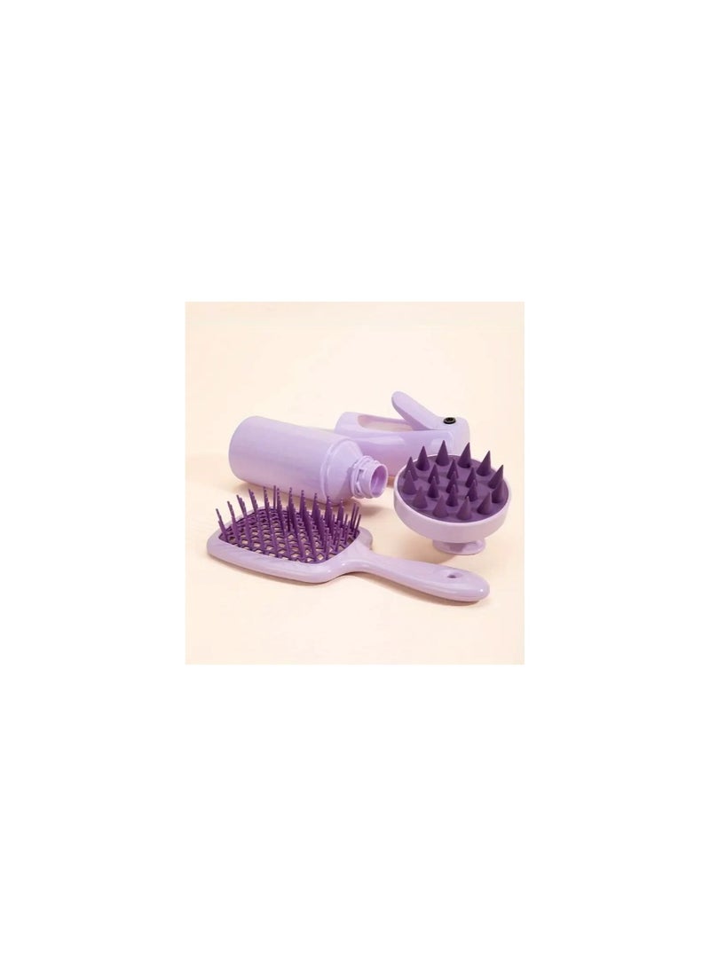 3 pcs set Scalp Massage Comb Hollow Out Comb Shampoo Massage Brush For Bath Hair Washing Spray Bottle Salon Hairdressing Tools - Image 1