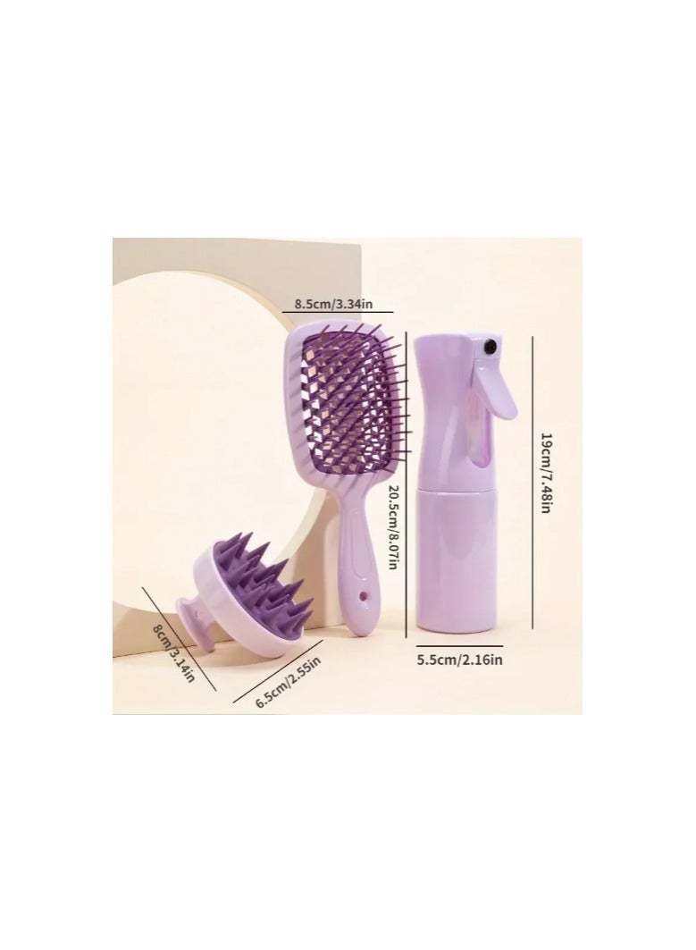 3 pcs set Scalp Massage Comb Hollow Out Comb Shampoo Massage Brush For Bath Hair Washing Spray Bottle Salon Hairdressing Tools - Image 3