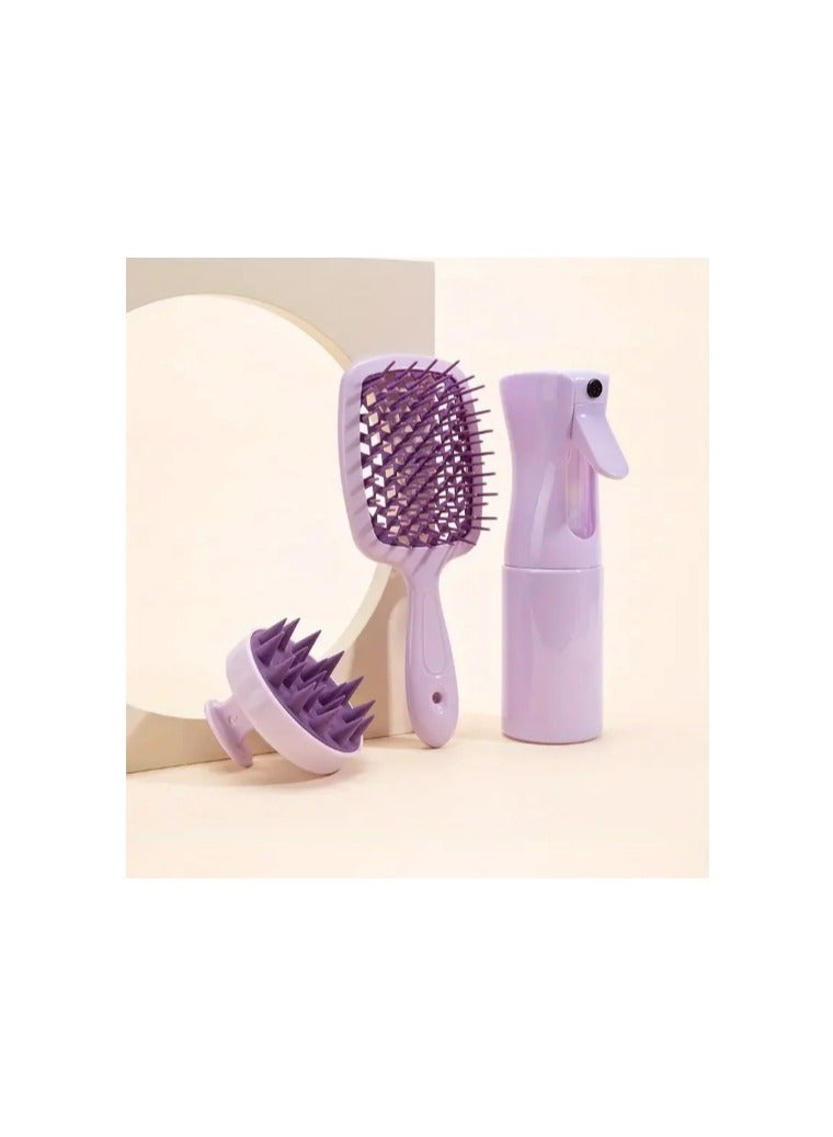 3 pcs set Scalp Massage Comb Hollow Out Comb Shampoo Massage Brush For Bath Hair Washing Spray Bottle Salon Hairdressing Tools - Image 2