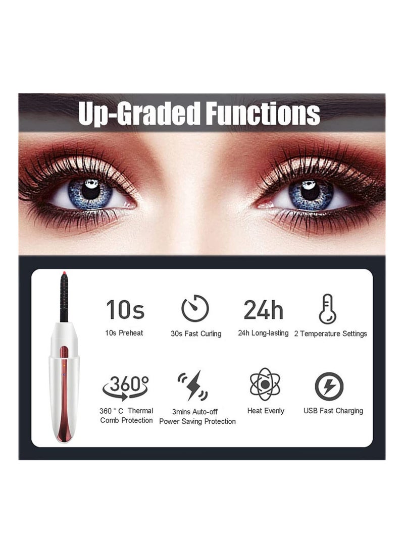 Arabest - 2 Temperature Settings USB Rechargeable 24 Hours Long Lasting Heated Eyelash Curler (White) - Image 1