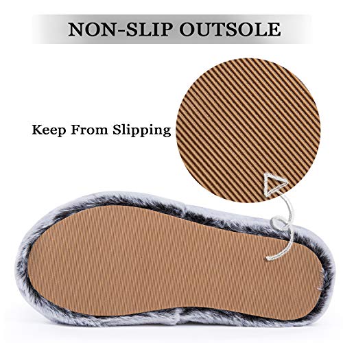 DL Fluffy Women's House Slippers with Cross-Band, Open Toe, Soft Plush Fleece, Memory Foam, Comfy Fuzzy Slip-On Non-Slip Indoor Pink, Gray, Black, White - Image 5