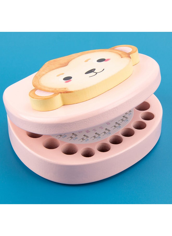Generic Baby Tooth Memorial Box Wooden Boys And Girls Baby Tooth Box Children Tooth Collection Storage Box Baby Tooth Loss Storage Box-Color:Pink-monkey  - Image 5