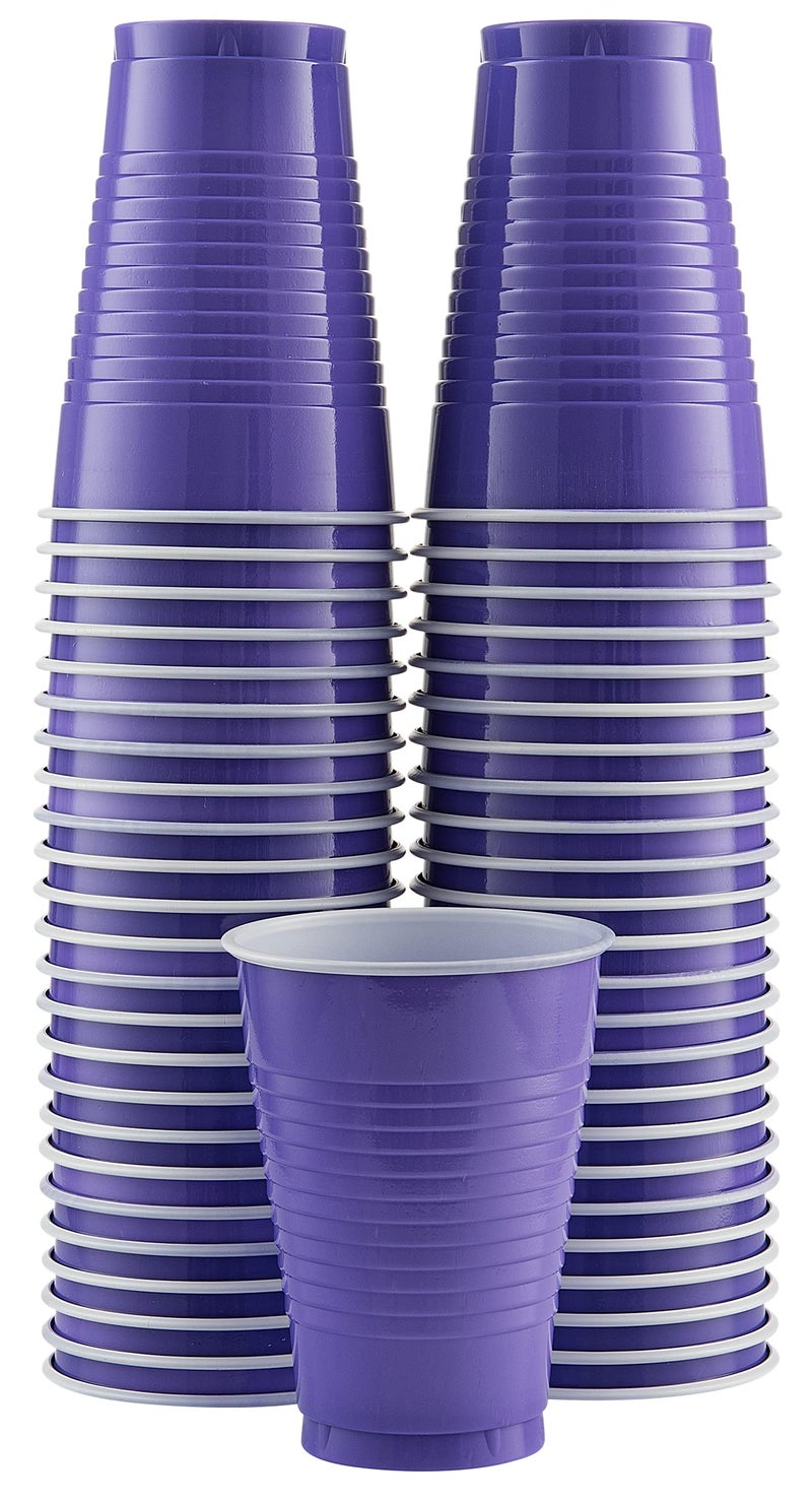Amcrate Disposable Plastic Cups Purple Colored Plastic Cups 12Ounce Plastic Party Cups Strong and Sturdy Disposable Cups for Party Wedding Christmas Halloween Party Cup 50 Pack