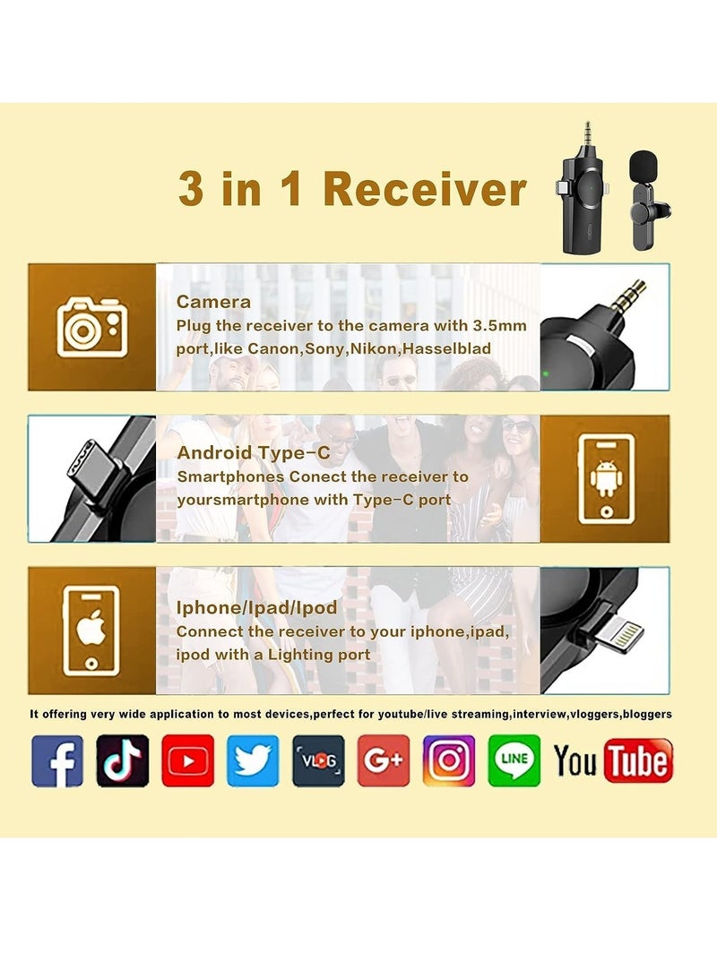 Wireless Lavalier Microphone - 3-in-1 Plug-and-Play Lapel Mic - Image 2