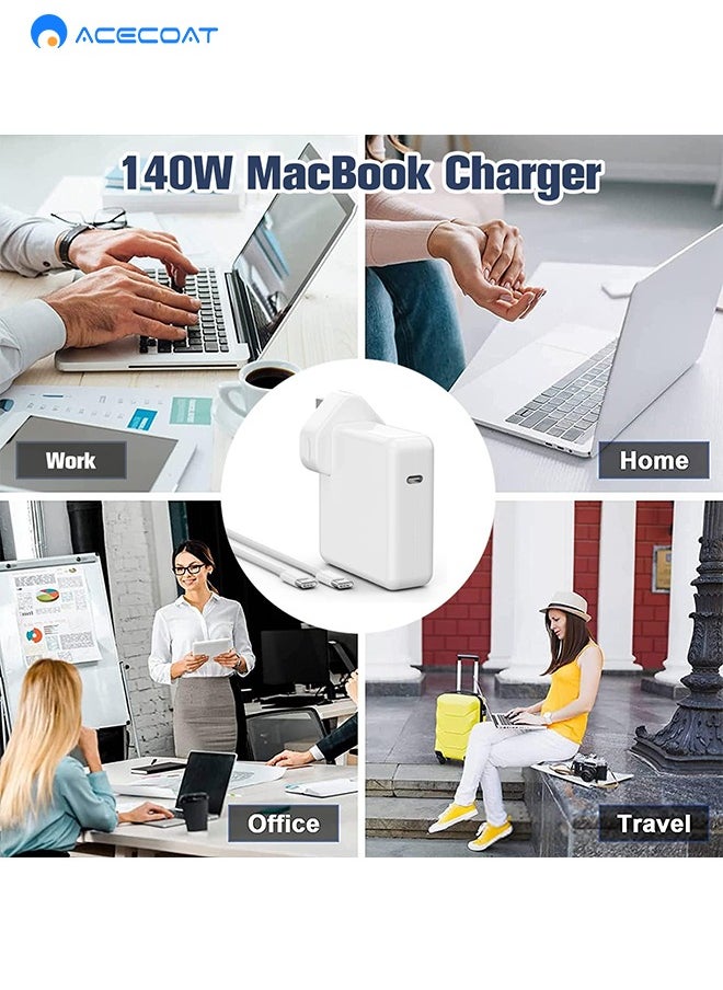 ايسكوت - شاحن ماك بوك برو 140 واط USB C شاحن محول الطاقة ماك بوك برو 16 15 13 انش، ماك بوك اير 2018 2019 2020 13 انش، يعمل مع نوع C 140 واط 96 واط 87 واط 61 واط 30 واط شاحن لجميع اجهزة اللابتوب والهواتف بمنفذ - Image 1