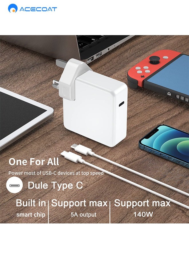 ايسكوت - شاحن ماك بوك برو 140 واط USB C شاحن محول الطاقة ماك بوك برو 16 15 13 انش، ماك بوك اير 2018 2019 2020 13 انش، يعمل مع نوع C 140 واط 96 واط 87 واط 61 واط 30 واط شاحن لجميع اجهزة اللابتوب والهواتف بمنفذ - Image 1