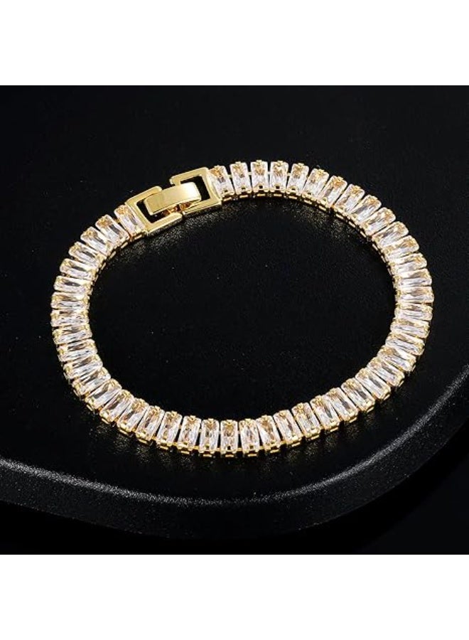 Luxuria Classic Women's Tennis Bracelet 18K Gold Plated 5mm High Carbon Diamond Matching Cubic Zirconia - Image 4