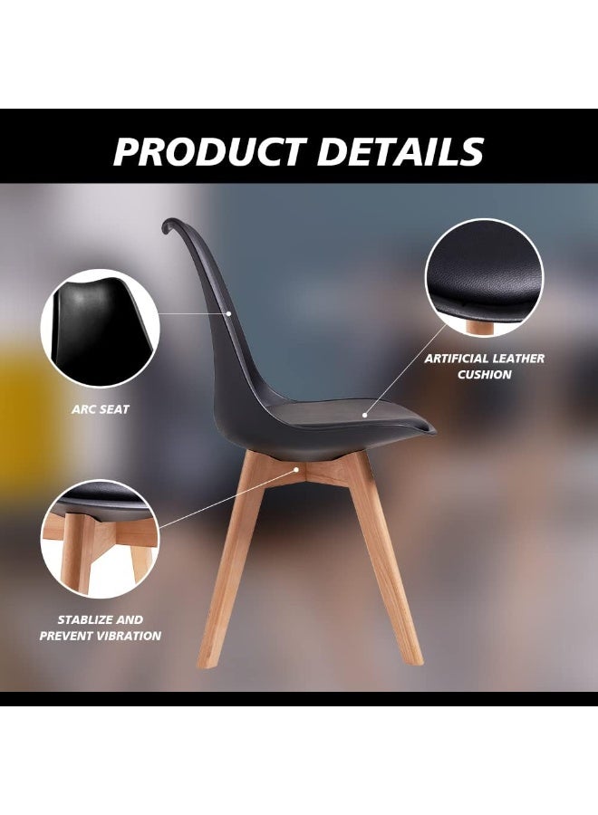 Set of 6 Dining Chairs with Solid Wood Legs, Modern Kitchen and Dining Room Chairs with Comfortable Seat for Home and Office - Image 2