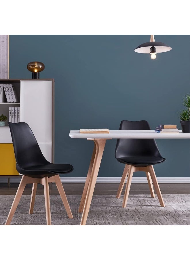 Set of 6 Dining Chairs with Solid Wood Legs, Modern Kitchen and Dining Room Chairs with Comfortable Seat for Home and Office - Image 3