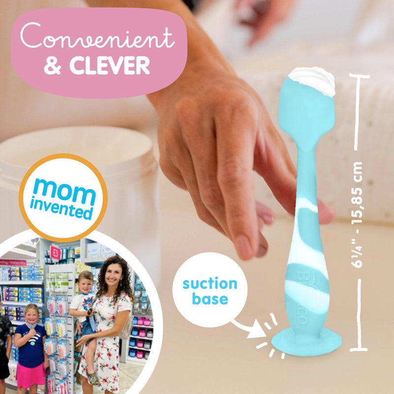 Baby Bum Brush Bumco Baby Bum Brush - BPA-Free Diaper Cream Spatula with Suction Cup Base, Soft & Flexible Silicone, Wipe-Clean, Mom-Invented Diaper Bag Essentials (Aqua Swirl) - Image 3