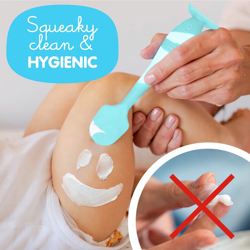 Baby Bum Brush Bumco Baby Bum Brush - BPA-Free Diaper Cream Spatula with Suction Cup Base, Soft & Flexible Silicone, Wipe-Clean, Mom-Invented Diaper Bag Essentials (Aqua Swirl) - Image 2