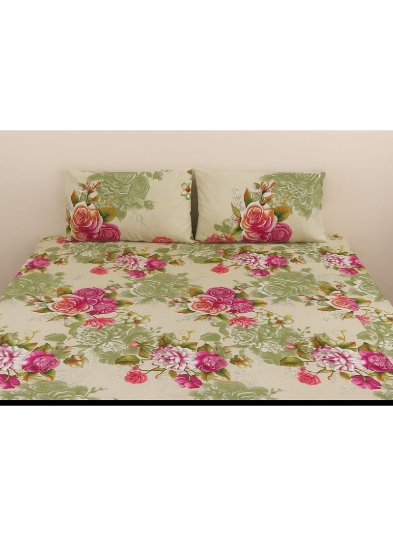 طقم ملاءات سرير مزدوج مقاس كينغ - ملاءات سرير قطنية مطبوعة مع غطاء وسادة