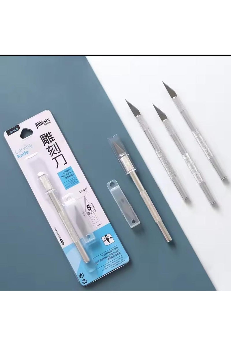 Precision Craft Knife with 1 Handle & 5 Blades – DIY Cutting Tool for Paper, Plastic, Model Making & Repairs  - Image 1